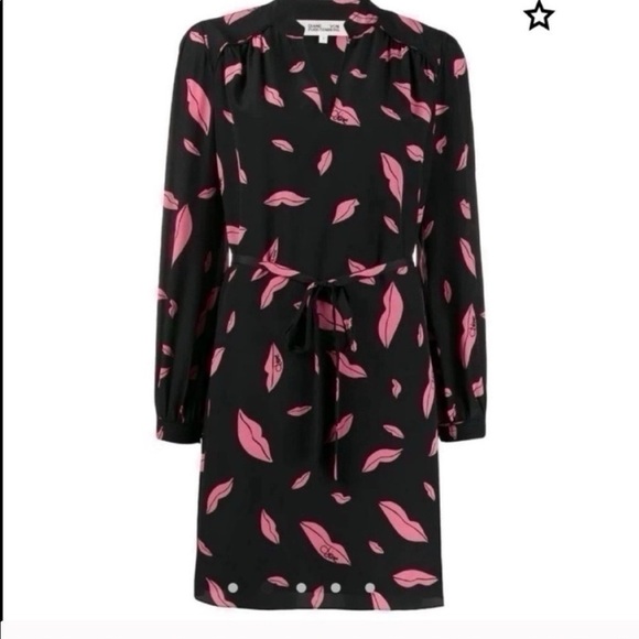 DVF Diane von Furstenberg Falling Lips Tie-Waist Dress - Picture 9 of 12